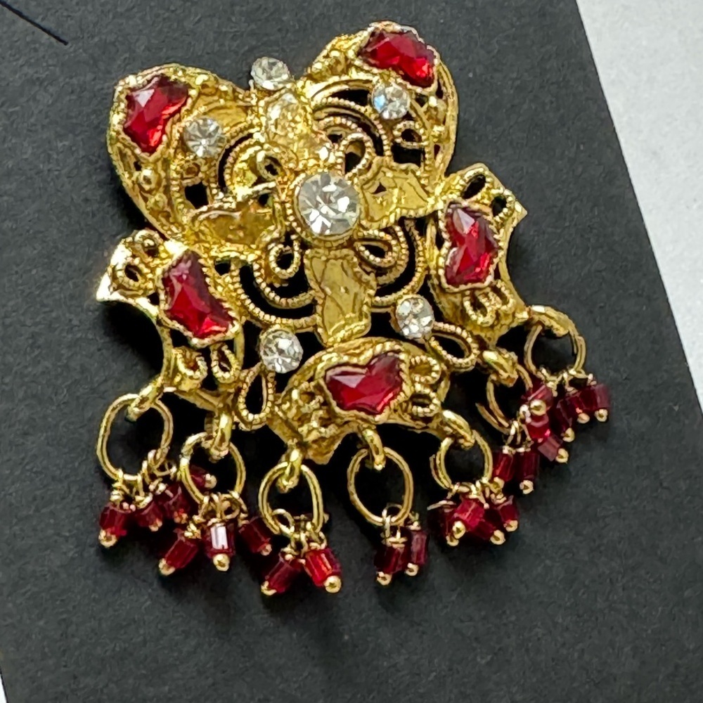 Gold and Red pendant / headpiece